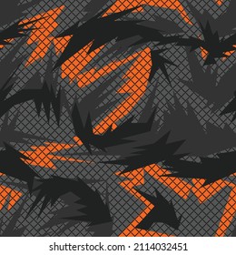Nahtlose Tarnung ist modern. Abstrakter Camo. Dynamischer Ornament. Drucken Sie Stoff auf Kleidung. Vektorgrafik. Modernes Design