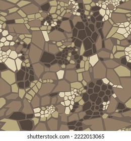 Seamless camouflage pattern modern. Geometric camo of figures desert. Endless geometric cartoon ornament. Print on fabric and clothing. Vector illustration
