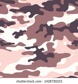 Seamless camouflage pattern is modern.Beige.Pink spots on a milky background.Print on clothes.Vector