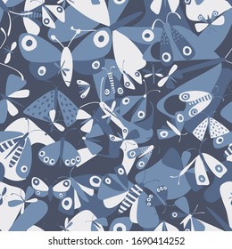 Seamless camouflage pattern with moths