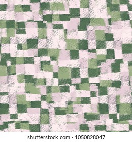 Seamless camouflage pattern from multi-colored embroidered patches. A unique texture for the most fashionable things.