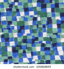 Seamless camouflage pattern from multi-colored embroidered patches. A unique texture for the most fashionable things.