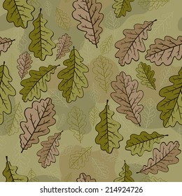 Seamless camouflage pattern with oak leaves