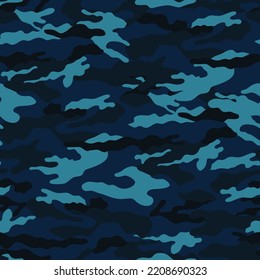 seamless camouflage pattern on on blue background