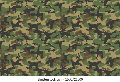
Seamless camouflage pattern on textile. Forest background. Ornament. Vector