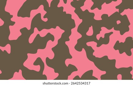 Seamless camouflage pattern in pink and brown tones, perfect for military-inspired designs, streetwear textiles, or digital backgrounds with a modern feminine twist.