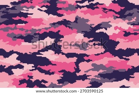 seamless camouflage pattern with pink colors and pixelated style