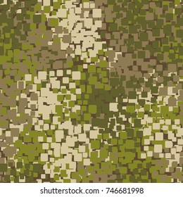 Seamless camouflage pattern. Recommended for 3D modeling, textiles and design. Made up of rounded squares gathered in groups. 