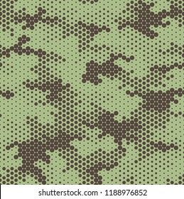 Seamless camouflage pattern. Repeating digital dotted camo military texture background. Abstract modern fabric textile ornament. Vector illustration.