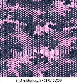 Seamless camouflage pattern. Repeating digital dotted camo military texture background. Abstract modern fabric textile ornament. Vector illustration.