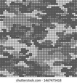 Seamless camouflage pattern. Repeating digital dotted square pixel camo military texture background. Abstract modern fabric textile ornament. Vector illustration.