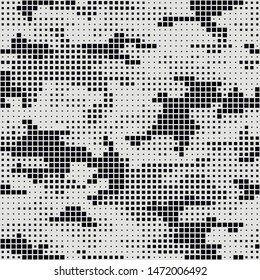 Seamless camouflage pattern. Repeating digital dotted square pixel camo military texture background. Abstract modern fabric textile ornament. Vector illustration.