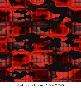 Patrón de camuflaje sin foco. Fondo de textura militar de camo punteado digital repetitivo. Resumen de adorno textil de tela moderna. Ilustración vectorial.