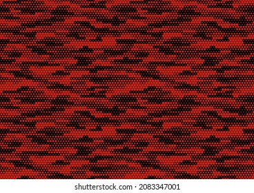 Seamless camouflage pattern. Repeating digital dotted hexagonal striped camo military texture background. Abstract modern fabric textile ornament. Vector illustration.