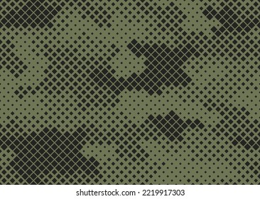 Seamless camouflage pattern. Repeating digital dotted striped camo military texture background. Abstract modern fabric textile ornament. Vector illustration.