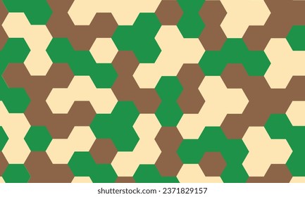 Seamless camouflage pattern. Repeating digital dotted hexagonal camo military texture background. Abstract modern fabric textile ornament. Vector illustration.