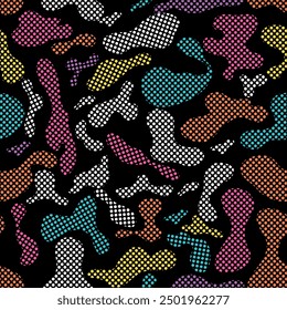 Seamless camouflage pattern. Repeating digital dotted camo military texture background. Abstract modern fabric textile ornament. Vector illustration.