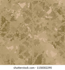 Seamless camouflage pattern of rusty hues. The painting is covered with a ramshackle network consisting of triangular and quadrangular cells.