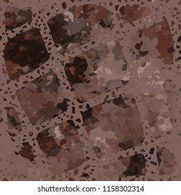 Seamless camouflage pattern of rusty hues. The painting is covered with a ramshackle net consisting of various slant lines.