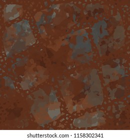 Seamless camouflage pattern of rusty hues. The painting is covered with a ramshackle net consisting of various slant lines.
