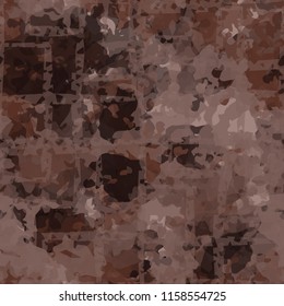 Seamless camouflage pattern of rusty hues. The pattern is covered by a network of lines of uneven thickness intersecting at right angles.
