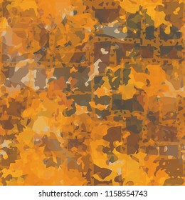 Seamless camouflage pattern of rusty hues. The pattern is covered by a network of lines of uneven thickness intersecting at right angles.