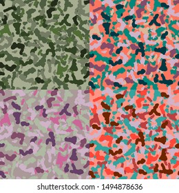 Seamless camouflage pattern. Set of different color options