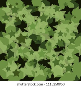 Seamless camouflage pattern. Star khaki color. Vector illustration.