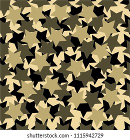 Seamless camouflage pattern. Star khaki color. Vector illustration.
