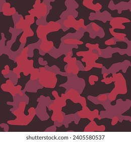 Seamless camouflage pattern with tree colors. red, heart shape. military, camouflage, simple. Vector