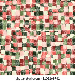 Seamless camouflage pattern. Variegated texture. Multicolored chaos. A grid of small elements.
