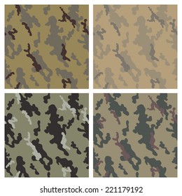 Seamless camouflage pattern in various scheme. Seamless camouflage pattern. Camouflage vector. Camo background pattern.