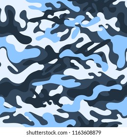 Blue Military Camouflage Vector Seamless Pattern Stock Vector (Royalty ...