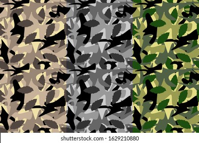 Seamless Camouflage pattern vector, texture military camouflage repeats seamless army hunting