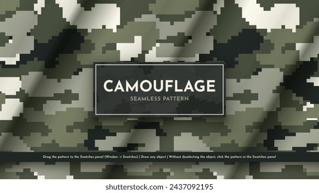 Seamless Camouflage Pattern. War Illustration. Traditional Military Texture. Army Modern Background