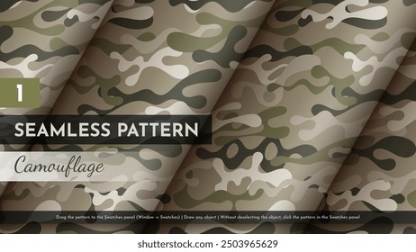 Seamless Camouflage Pattern. War Illustration. Traditional Military Texture. Army Modern Background. Vector eps 10