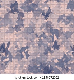 Seamless camouflage pattern of winter landscape colors. The picture has a pseudo-relief from the square frames.