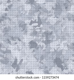 Seamless camouflage pattern of winter landscape colors. The picture has a pseudo-relief of octagons.