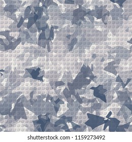 Seamless camouflage pattern of winter landscape colors. The picture has a pseudo-relief of octagons.