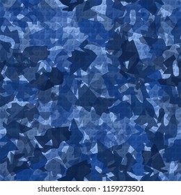 Seamless camouflage pattern of winter landscape colors. The picture has a pseudo-relief of octagons.