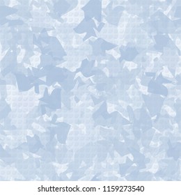 Seamless camouflage pattern of winter landscape colors. The picture has a pseudo-relief of octagons.
