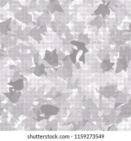 Seamless camouflage pattern of winter landscape colors. The picture has a pseudo-relief of octagons.