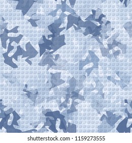 Seamless camouflage pattern of winter landscape colors. The picture has a pseudo-relief of octagons.