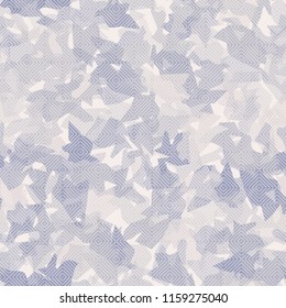 Seamless camouflage pattern of winter landscape colors. On the picture is imposed a texture of diagonally striped squares.