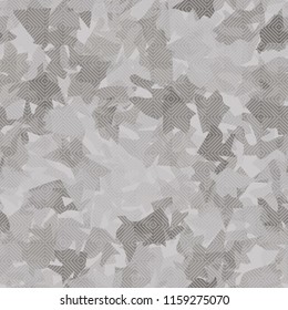 Seamless camouflage pattern of winter landscape colors. On the picture is imposed a texture of diagonally striped squares.