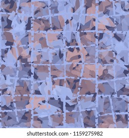 Seamless camouflage pattern of winter landscape colors. A ramshackle network is thrown on the picture.