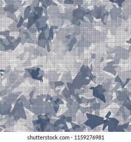 Seamless camouflage pattern of winter landscape colors. The picture has a pseudo-relief of small squares.