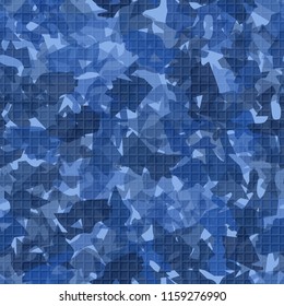 Seamless camouflage pattern of winter landscape colors. The picture has a pseudo-relief of small squares.