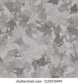 Seamless camouflage pattern of winter landscape colors. The picture has a pseudo-relief of small squares.