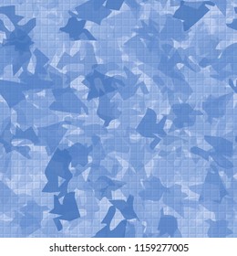 Seamless camouflage pattern of winter landscape colors. The picture has a pseudo-relief of small squares.